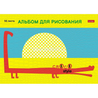 Альбом для рисования А4 32л "CrocoStyle" на скобе, тиснение CROCO, 5 дизайнов 32А4тВ/074398 от магазина "Карандаш"