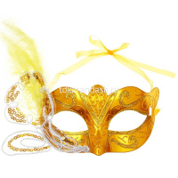 Маска карнавальная 18х8,5см с пером и пайетками 4 цвета полипропилен 342-103 от магазина "Карандаш"