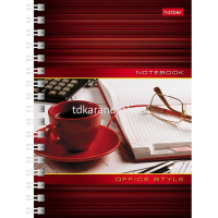 Записная книжка А6 80л "Офис" клетка, на спирали, двойная твердая обложка, 3 дизайна 80ЗК6B1гр от магазина "Карандаш"