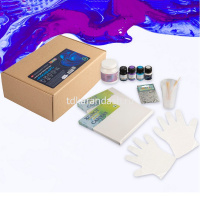 Набор для рисования "Флюид Арт.Космос" (краски, медиум, холсты, стаканы, перчатки, палочки, блестки) от магазина "Карандаш"