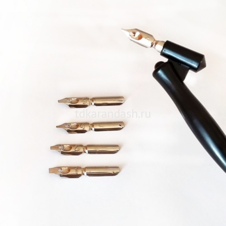 Набор для каллиграфии 6 предметов (5 переьев, косой держатель для пера) FLCG6PL от магазина "Карандаш"