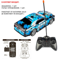 Машина р/у "Гонка" 19х8х7см, пластик, LED-подсветка, синяя ВВ6169 от магазина "Карандаш"