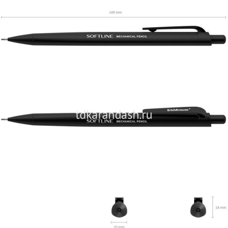 Карандаш механический 0,9мм "SoftLine" HB с ластиком, пластик, трехгранный корпус Soft Touch 48181 от магазина "Карандаш"