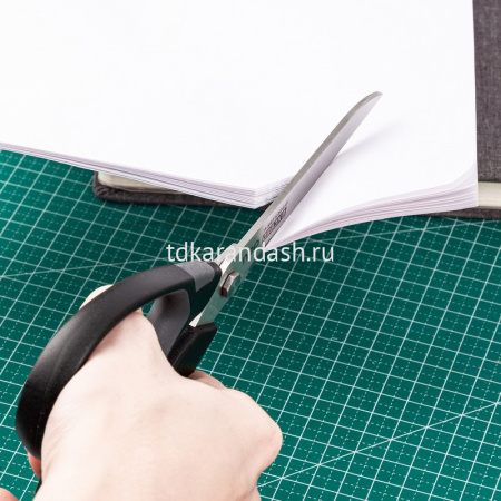 Ножницы 21см сталь, серые, ручки пластик с прорезиненными вставками E77762grey от магазина "Карандаш"
