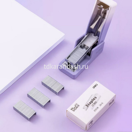 Степлер №24/6,26/6 12л "Nusign" глубина 25мм со скобами, пластик фиолетовый NS083AVIOLET NS083A от магазина "Карандаш"