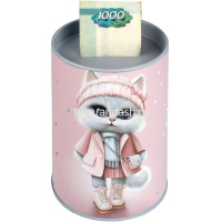 Копилка-подставка д/канц.принадлежностей "Городские кошечки" 10,5х7,5см, металл, розовая 69370 от магазина "Карандаш"