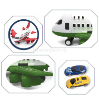 Набор "Самолет с машинками" 37 х 15см, в комплекте самолет, 3 машинки, пластик 2001956/1909C8 от магазина "Карандаш"