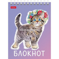 Блокнот А6 40л "Котики бывают разными" клетка, на спирали УФ-лак 6 дизайнов 080474 от магазина "Карандаш"