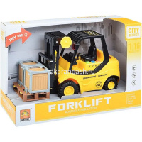 Погрузчик с ящиками и поддоном инерционный на батарейках, пластик 23х9,5х13,5см (свет, звук) WY691A от магазина "Карандаш"