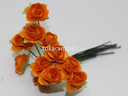 Цветок декоративный Роза 1,5см оранжевый 12шт/уп. Y3918-16