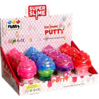 Слайм "Ice cream" 12х7,5см 180гр. с шариками, трехцветный XJ3168 от магазина "Карандаш"