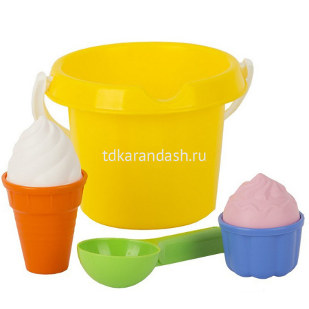 Набор д/песка "Мороженое" (ведро, совок, стаканчик мороженого, стакинчик кекса) У993