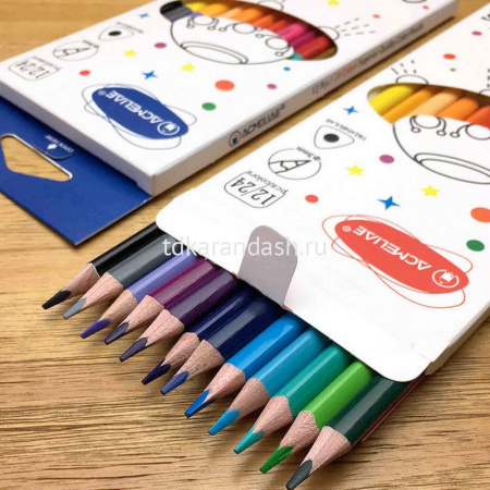 Карандаши 24 цвета "Acmeliae" 12шт. двусторонние трехгранные дерево, картон C12-24 от магазина "Карандаш"