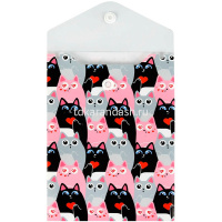 Папка-конверт на кнопке "Котики" 158х114мм вертикальный, полипропилен 0,18мм 69029 от магазина "Карандаш"