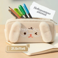 Пенал "Ушастики" 21,5х11х6см, прямоугольный, 1 отделение, текстиль, 3 цвета BD5327 от магазина "Карандаш"