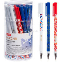 Ручка шариковая "Россия" 0,7мм синяя, круглый корпус, ассорти, чернила soft ink BP_088544 от магазина "Карандаш"