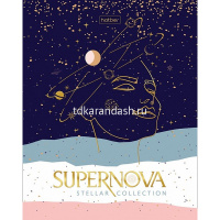 Тетрадь А5 48л клетка "SUPERNOVA" на скобе 3D фольга матовая ламинация 5 дизайнов 067553 от магазина "Карандаш"