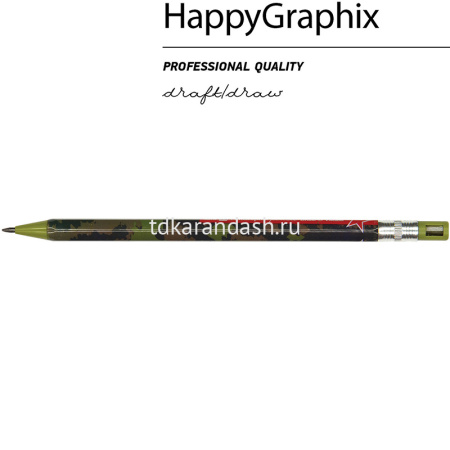 Карандаш цанговый механический "FunGraphix. Милитари" 2мм с ластиком, точилкой 21-0041/08 от магазина "Карандаш"