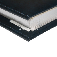 Ежедневник полудатированный А5+ "Windsor" 416стр., темно-синий, сереб. срез, натурал.кожа, на кнопке от магазина "Карандаш"