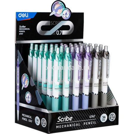 Карандаш автоматический "Scribe" 0,7мм с ластиком, резиновый грип, цвет корпуса ассорти EU747 от магазина "Карандаш"