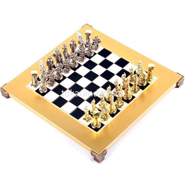 Шахматный набор "Древняя Спарта" 28х28см дерево/металл (фигуры золото/серебро) MP-S-16-28-BLA от магазина "Карандаш"