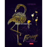 Тетрадь А5 48л клетка "Фламинго" на скобе 3D фольга матовая ламинация 5 дизайнов 063154 от магазина "Карандаш"