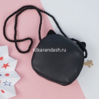 Сумочка "Кошечка" 12х10,5х4см 1 отделение, искусственная кожа, черная SD2265 от магазина "Карандаш"