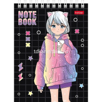 Блокнот А6 40л "Неко. Тян аниме" клетка, на спирали УФ-лак 6 дизайнов 080468 от магазина "Карандаш"