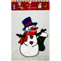 Наклейка витражная "Ель, Дед Мороз, Снеговик" 15х20см асосрти Y9889-24 от магазина "Карандаш"