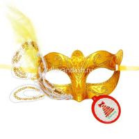 Маска карнавальная 18х8,5см с пером и пайетками 4 цвета полипропилен 342-103 от магазина "Карандаш"