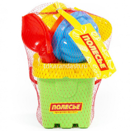 Набор д/песка №261 (ведро-крепость малое, ситечко-крепость, совок №2, грабельки №2, 3 формочки) 7123 от магазина "Карандаш"