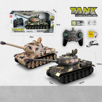 Танк р/у 26х13,5х12см с аккумулятором, с фигуркой военного, пластик (свет, звук) LT304132 от магазина "Карандаш"