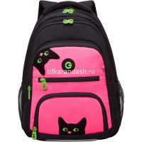 Рюкзак 30х39х20см, 728гр, 3 отделения, 4 кармана, с брелком, черный/фуксия RG-362-4/1 от магазина "Карандаш"