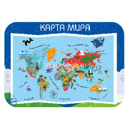 Настольное покрытие "Карта мира" 43х64см пластик НПД-3