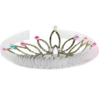 Корона со стразами и бусинами, пластик/текстиль, 4 цвета Y10626-24 от магазина "Карандаш"