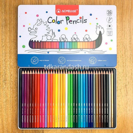 Карандаши 36 цветов "Color Pencils" шестигранные дерево, в металлическом футляре 9800-36 от магазина "Карандаш"