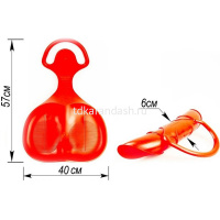 Санки-ледянки 39х57см с ручкой, на кнопке, пластик, ассорти ЛДБК от магазина "Карандаш"