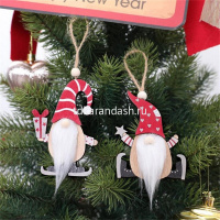 Украшение подвесное Гном 13х8см дерево/текстиль 3 вида HG18-538 от магазина "Карандаш"