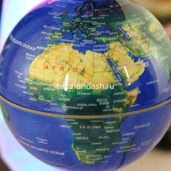 Глобус парящий 17,5х17,5см серебристый, на подставке, подсветка, пластик EV-EK-3-BLU от магазина "Карандаш"