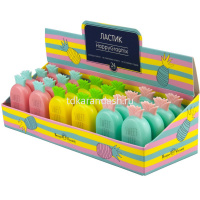 Ластик "HappyGraphix. Ананасики" 30х55х15мм 3 цвета копуса 42-0031 от магазина "Карандаш"