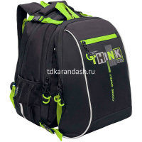 Рюкзак 28х39х17см 943гр, 2 отделения, 3 кармана, с сумкой для обуви, черный/салатовый RB-458-1/3 от магазина "Карандаш"