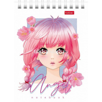 Блокнот А6 40л "Ангелы аниме" клетка, на спирали УФ-лак 6 дизайнов 080469 от магазина "Карандаш"