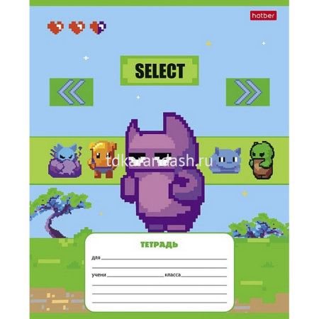 Тетрадь А5 12л клетка "Пиксель. Level Up" на скобе 5 дизайнов 12Т5В1/089545